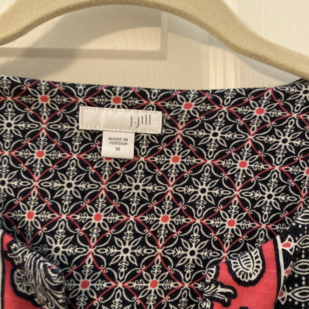 J. Jill Knit Floral Print 3/4 sleeve Knee-length Multi-color Dress Medium A2 - Picture 2 of 3